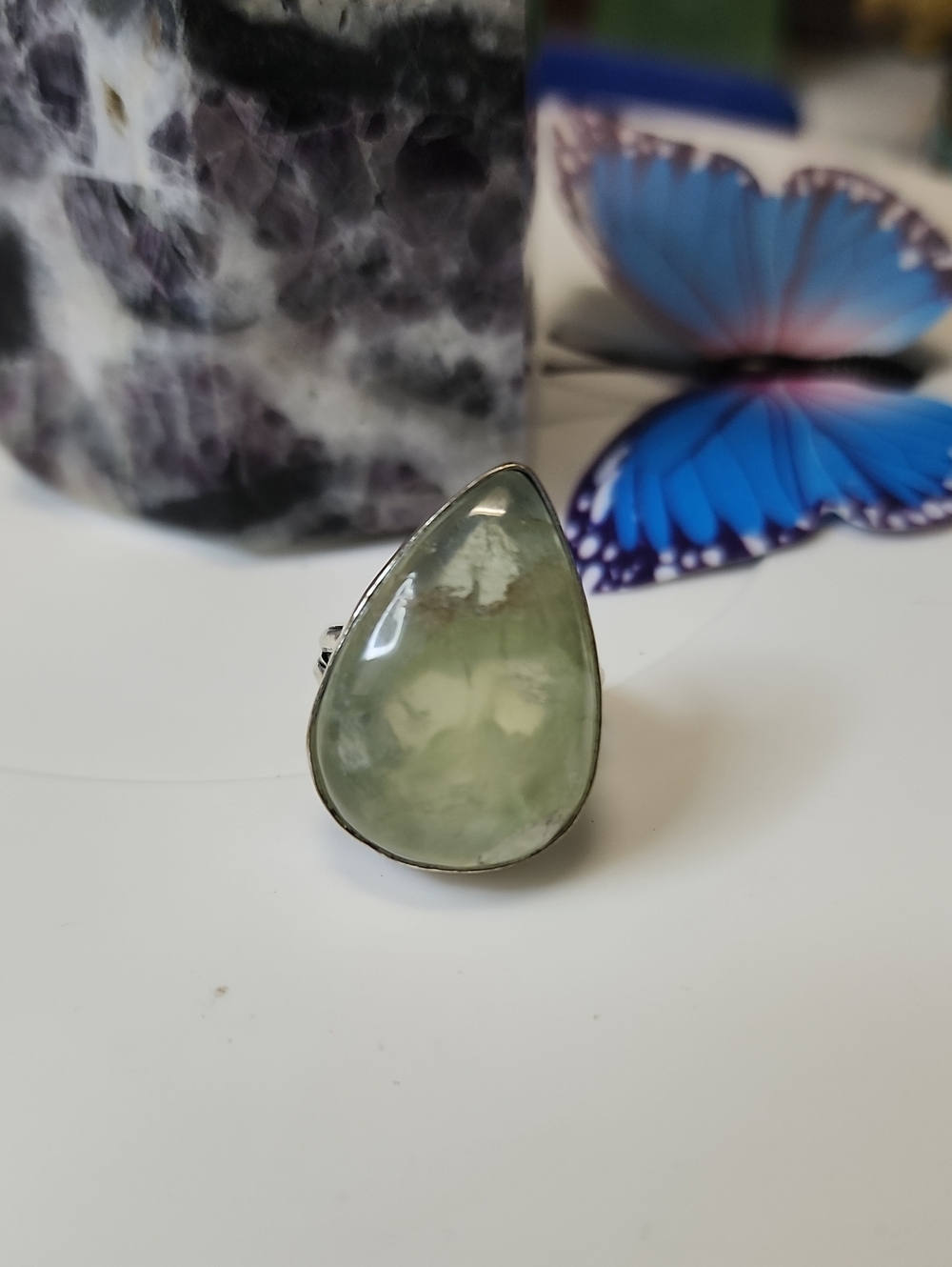 Green Teardrop Stone Ring - Women Jewelry